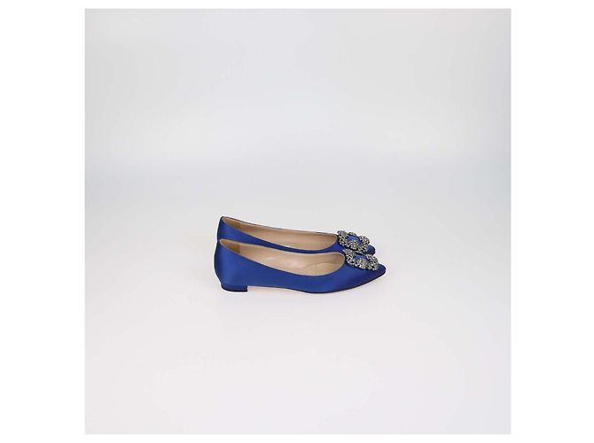 Manolo Blahnik Blue Satin Hangisi Flats - vista 3