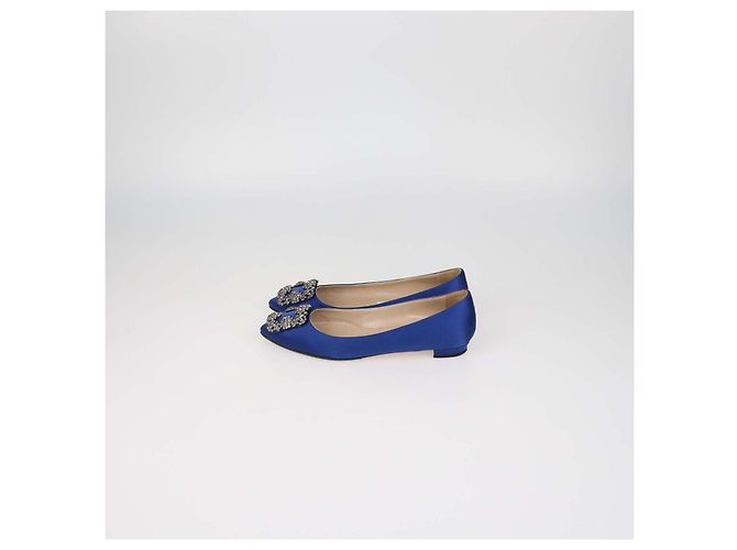 Manolo Blahnik Blue Satin Hangisi Flats - vista 4