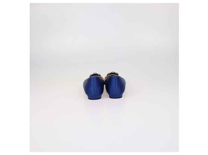 Manolo Blahnik Blue Satin Hangisi Flats - vista 5