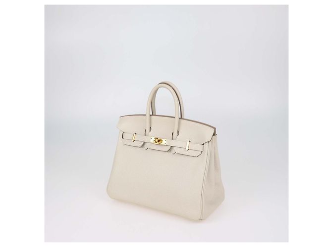 Hermès Borsa Birkin 25 Hermes in pelle Togo Craie con hardware dorato Bianco sporco - vista 2
