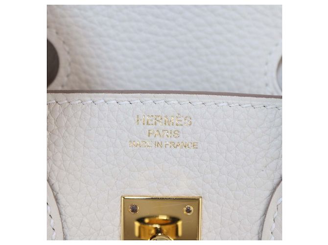Hermès Borsa Birkin 25 Hermes in pelle Togo Craie con hardware dorato Bianco sporco - vista 5