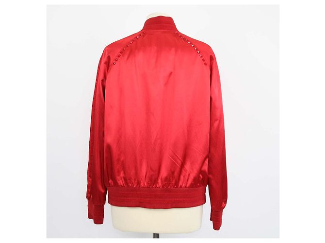 Valentino Red Blend Viscose Rockstud Zip Bomber Jacket - view 3