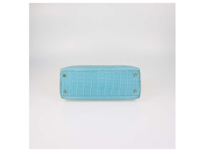Hermès Borsa Kelly 32 Hermes Blue Saint-Cyr in Alligator Mississippi con Hardware Oro Blu chiaro - vista 4