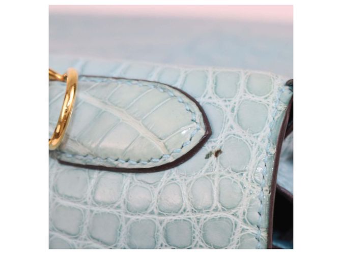 Hermès Borsa Kelly 32 Hermes Blue Saint-Cyr in Alligator Mississippi con Hardware Oro Blu chiaro - vista 9