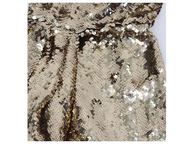 Autre Marque Nadine Merabi Gold Sequins Symmetrisch Drapiertes One Shoulder Mini Kleid Golden - Ansicht 3