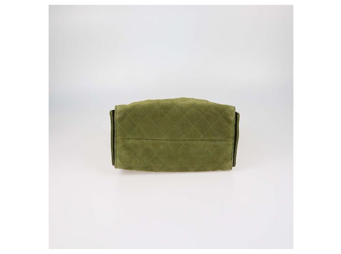 Chanel Khaki Quilted Suede Small 25 Hobo Verde - vista 4