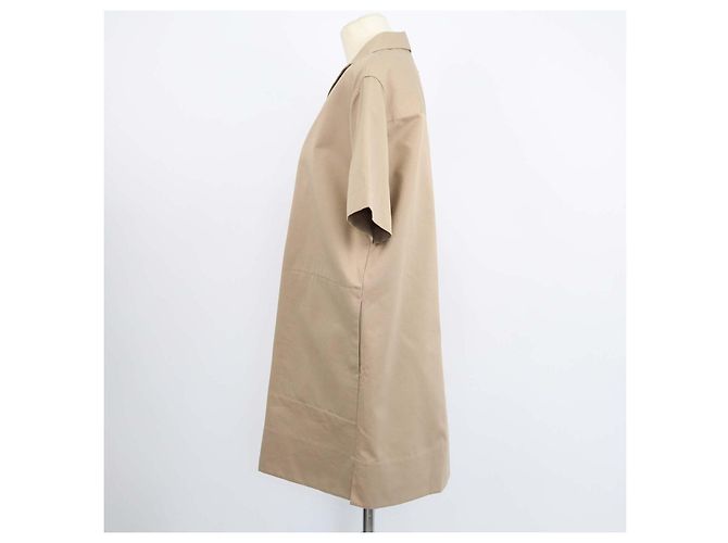 Abito camicia a maniche corte in cotone e seta beige Tod's Marrone - vista 2
