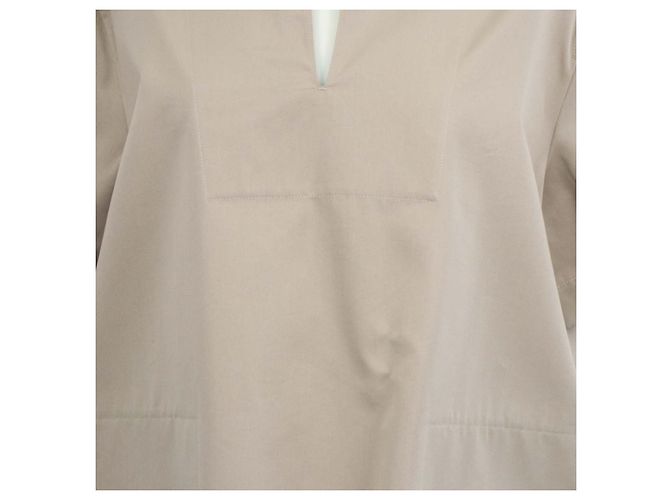Abito camicia a maniche corte in cotone e seta beige Tod's Marrone - vista 4