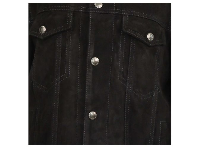 7 For All Mankind Trucker Jacke aus schwarzem Wildleder - Ansicht 4