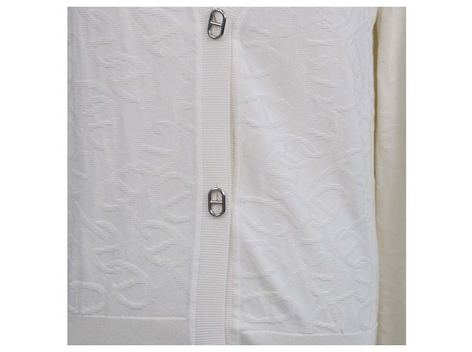 Hermès Cardigã Hermes Off White em malha de seda e algodão Chain D'Ancre Cru - vista 4