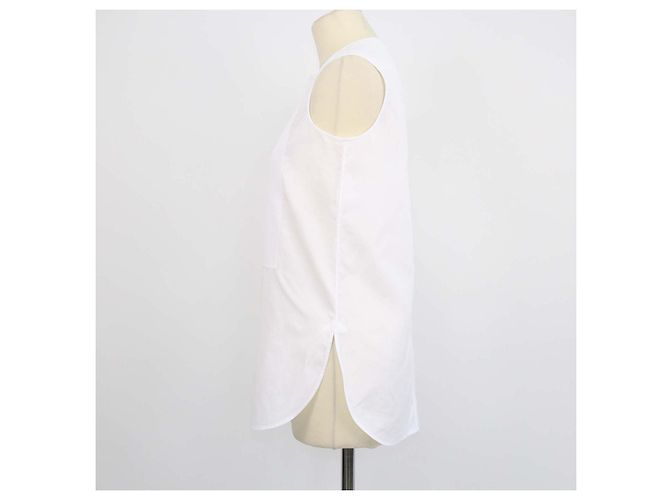 Top sem mangas com botões em algodão branco com bordado de abelha Christian Dior - vista 2