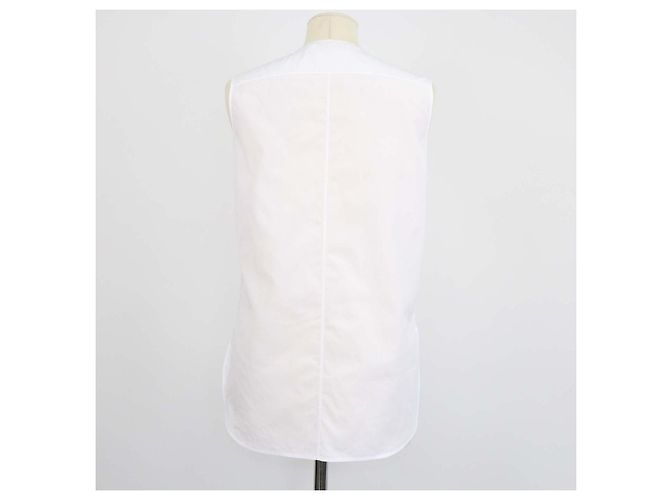 Top sem mangas com botões em algodão branco com bordado de abelha Christian Dior - vista 3