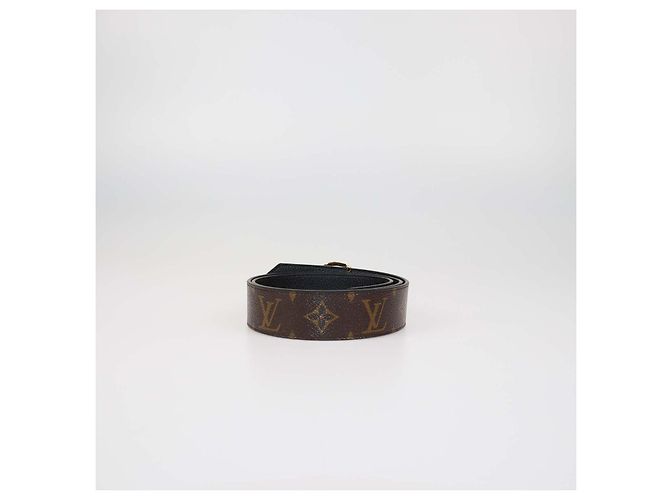 Cinturón reversible LV Circle de piel y lona Monogram Louis Vuitton Castaño Negro - vista 3