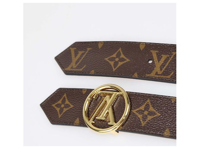 Cinturón reversible LV Circle de piel y lona Monogram Louis Vuitton Castaño Negro - vista 5
