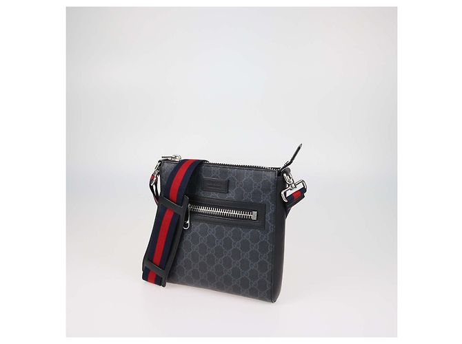 Borsa a tracolla Gucci in tela GG Supreme e pelle nera Nero - vista 2