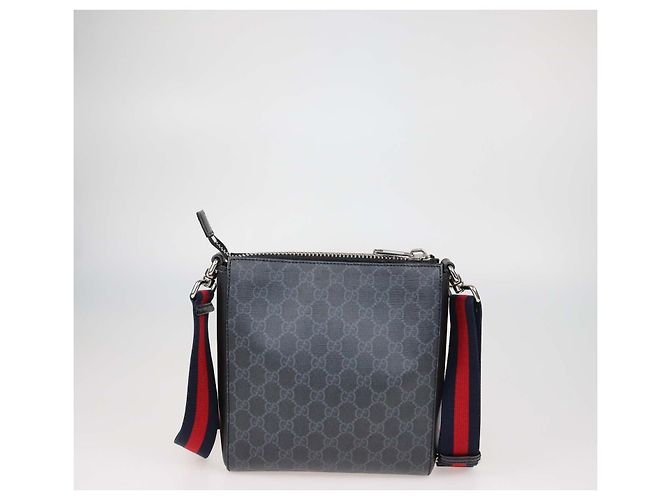 Borsa a tracolla Gucci in tela GG Supreme e pelle nera Nero - vista 3