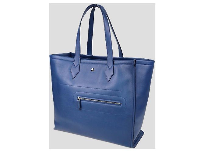 mala Montblanc Blue Leather Soft Selection Meisterstuck Azul - vista 2