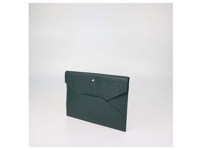 Bolsa de Envelope Sartorial em Couro Texturizado Verde Montblanc - vista 2