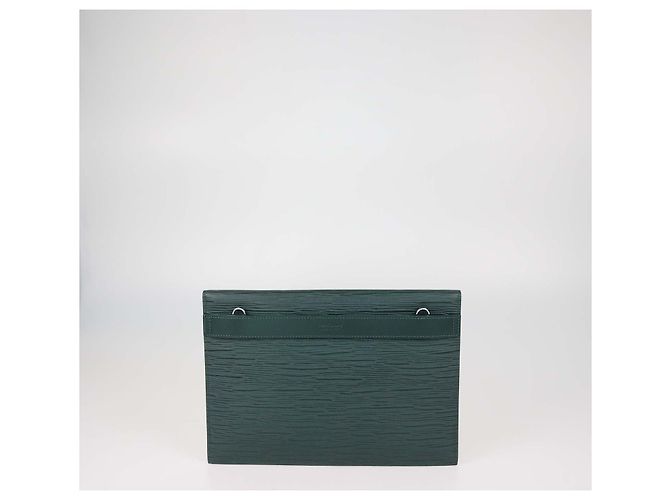 Bolsa de Envelope Sartorial em Couro Texturizado Verde Montblanc - vista 3
