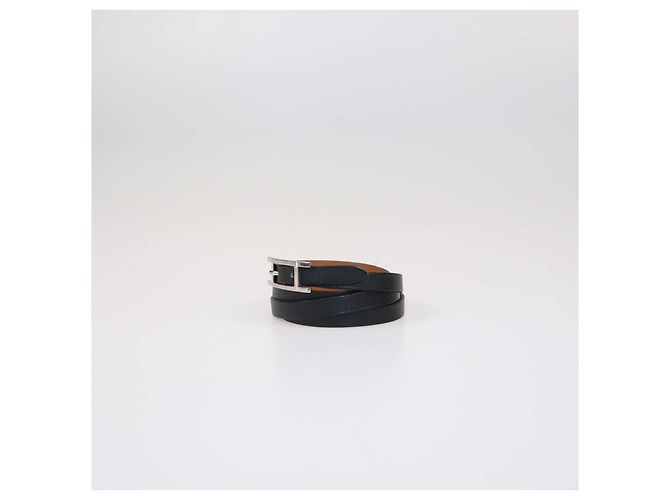 Hermès Bracelete Behapi Double Tour em couro preto Hermes - vista 2