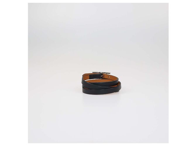 Hermès Bracelete Behapi Double Tour em couro preto Hermes - vista 3