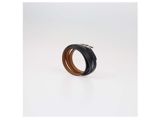 Hermès Bracelete Behapi Double Tour em couro preto Hermes - vista 4