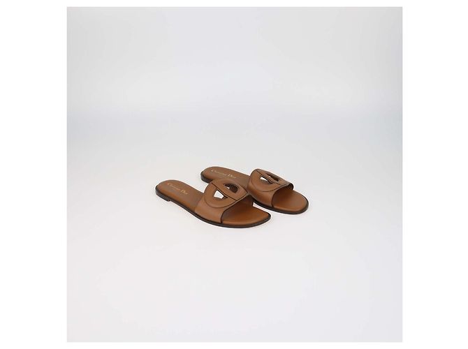 Ciabatte basse D-Club in pelle marrone Christian Dior - vista 2