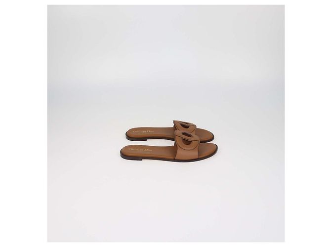 Ciabatte basse D-Club in pelle marrone Christian Dior - vista 3