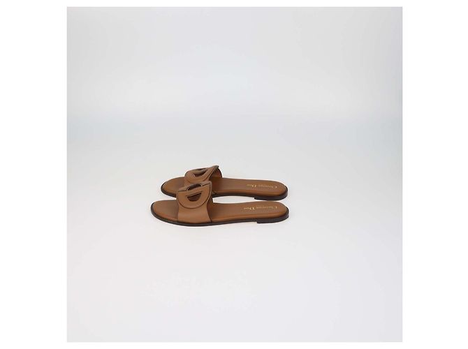 Ciabatte basse D-Club in pelle marrone Christian Dior - vista 4