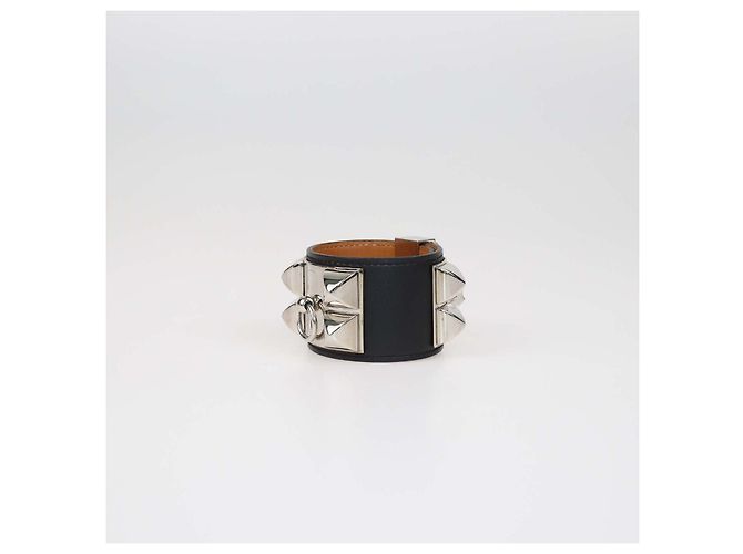 Hermès Hermes Collier de Chien Armband aus schwarzem Swift-Leder - Ansicht 2