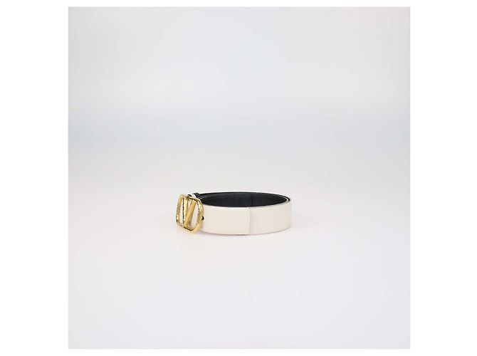 Cinturón reversible VLogo de piel martillada Valentino Negro, Blanco - vista 3