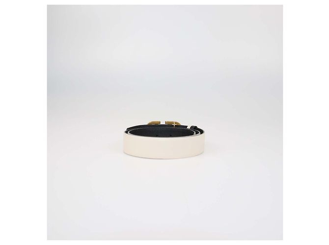 Cinturón reversible VLogo de piel martillada Valentino Negro, Blanco - vista 4