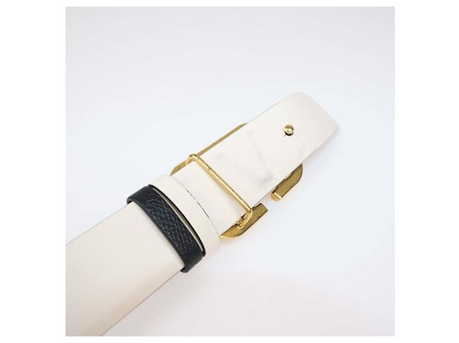 Cinturón reversible VLogo de piel martillada Valentino Negro, Blanco - vista 7