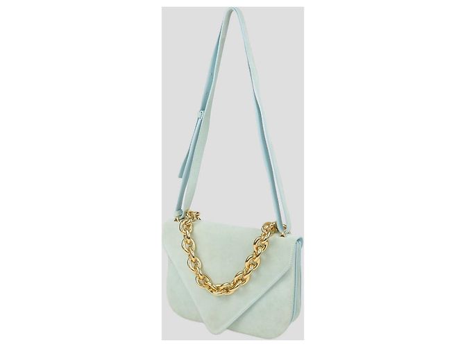 Borsa a tracolla Mount Envelope Bottega Veneta in camoscio verde chiaro Blu - vista 2