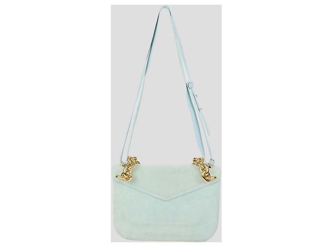 Borsa a tracolla Mount Envelope Bottega Veneta in camoscio verde chiaro Blu - vista 3