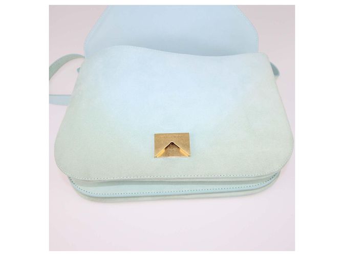 Borsa a tracolla Mount Envelope Bottega Veneta in camoscio verde chiaro Blu - vista 4