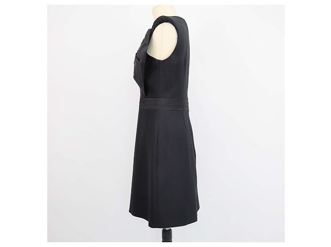 Vestido Mini Alexander McQueen em Lã e Seda Preta com Laço Preto - vista 2