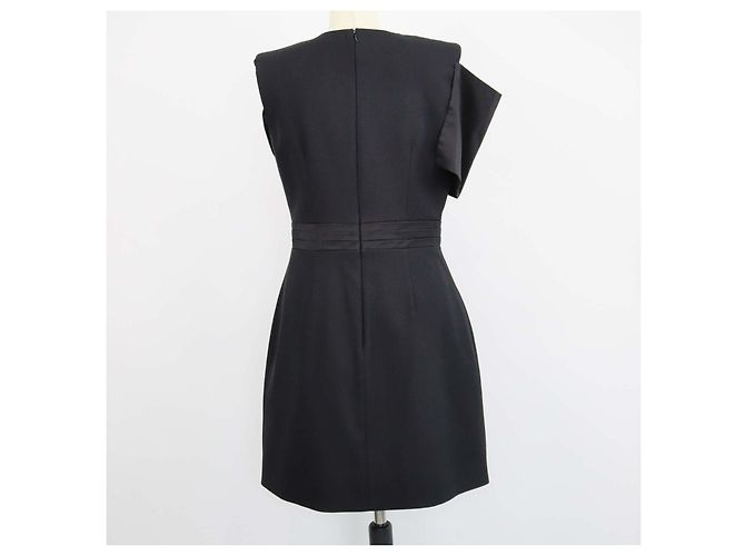 Vestido Mini Alexander McQueen em Lã e Seda Preta com Laço Preto - vista 3