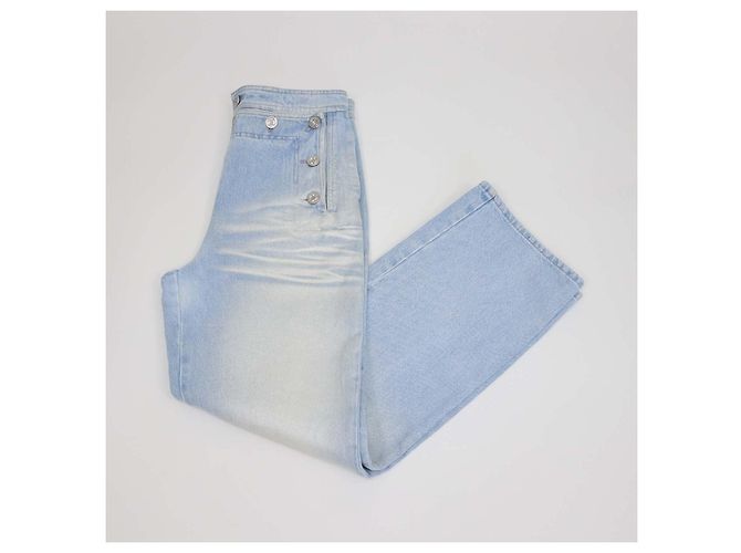 Pantalones Chanel Coco Beach Sailor de denim lavado azul claro, pierna recta - vista 3