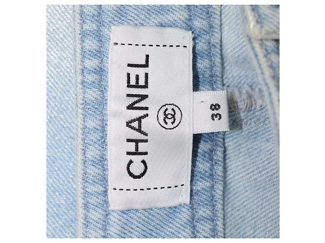 Pantalones Chanel Coco Beach Sailor de denim lavado azul claro, pierna recta - vista 5