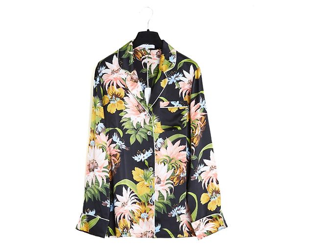 Autre Marque Olivia von Halle Pigiama Seta Nero Floreale Multicolore - vista 2