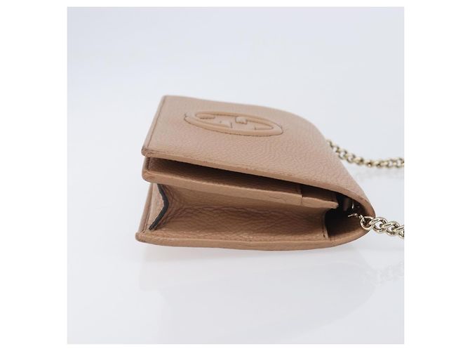 Gucci Soho Wallet on Chain Leather Bege - vista 3