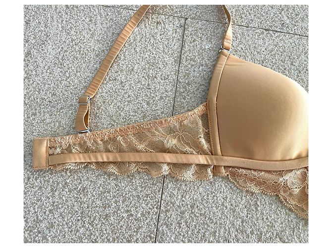 Autre Marque Cadolle T.S. Sutiã de cetim e renda dourada decote profundo Dourado - vista 7