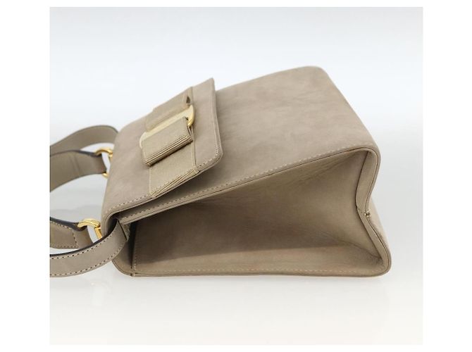 Borsa Tote Convertible Vara Bow in Camoscio Small Salvatore Ferragamo Beige - vista 3