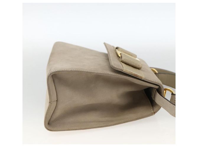 Borsa Tote Convertible Vara Bow in Camoscio Small Salvatore Ferragamo Beige - vista 4