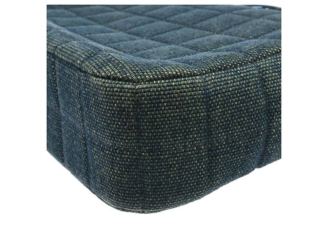 Chanel Chocolate Bar Mademoiselle Top Handle Quilted Denim Small Blu - vista 7