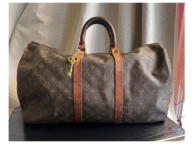 Louis Vuitton Borsa da viaggio Keepall 50 vintage in toile Monogram — Anni '70 Marrone Gold hardware - vista 2