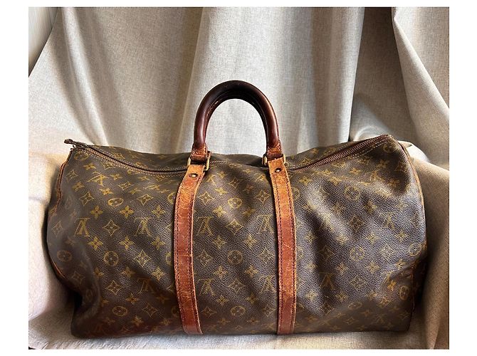 Louis Vuitton Borsa da viaggio Keepall 50 vintage in toile Monogram — Anni '70 Marrone Gold hardware - vista 3
