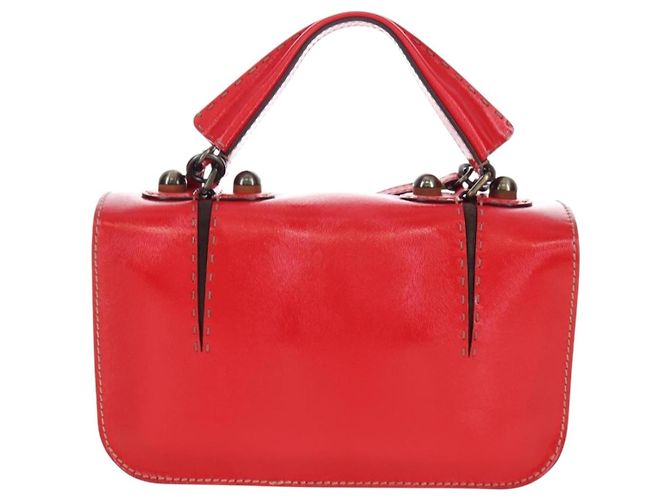Borsa Convertible Fendi Secret Code F3 in Pelle Testurizzata Rosso - vista 2