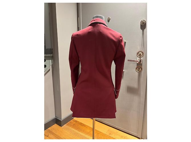 Blazer Gucci de lã borgonha com vivo branco e bordado de pássaro Bordeaux - vista 10